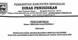 Pengumuman Penerima Beasiswa Disdik Bengkalis, Berikut Daftarnya