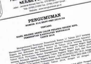 Pengumuman Hasil Seleksi Akhir CPNS Pemkab Bengkalis 2018