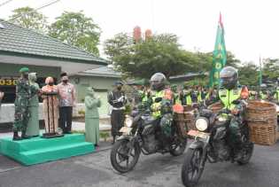 Danrem 031/Wira Bima dan Plh Bupati Bengkalis Lepas Puluhan Babinsa untuk Antarkan 400 Paket Sembako