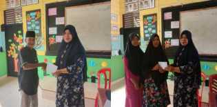 Sambut Idul Fitri, MTS Raudhotut Siak Kecil Berbagi Santunan