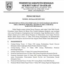 Pemkab Bengkalis Buka Lowongan Dewas Perumda Air Minum Tirta Terubuk