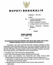 Bupati Bengkalis Keluarkan SE Tentang Kegiatan Idul Fitri 1442 H