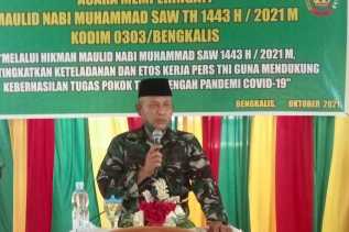 Kodim 0303 Bengkalis Bersama Jemaah Musholla Al-Azhar Kelurahan Rimbasekampung Peringati Maulid Nabi