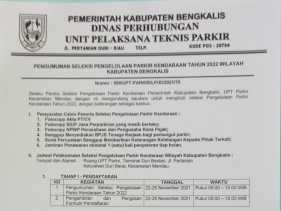 UPT Dishub Kecamatan Mandau Umumkan Seleksi Pengelolaan Parkir