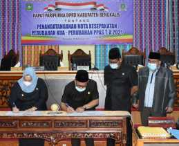 Bupati Kasmarni dan Ketua DPRD Bengkalis Tandatangani Nota Kesepakatan Perubahan KUA-PPAS APBD Tahun Anggaran 2021