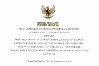 Menkes Setujui dan Keluarkan Keputusan, Bengkalis Juga Wajib Laksanakan PSBB