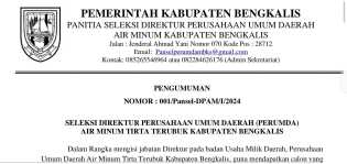 Rekrutmen Direktur PDAM Bengkalis Dibuka, Unduh Syaratnya Disini