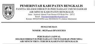 Perubahan Jadwal Rekrutmen Dirut PDAM, Berikut Pengumumannya