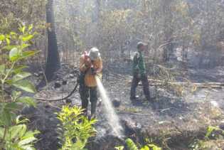 Jalan Mbah Dukun di Desa Jangkang Kecamatan Bantan Ikut Terbakar