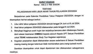 Disdik Bengkalis Keluarkan Surat Edaran Larang Sekolah Lakukan Study Tour