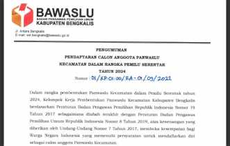 Bawaslu Bengkalis Buka Rekrutmen Panwascam se-Kabupaten Bengkalis