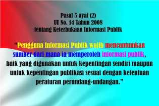 Publikasikan Informasi Publik, Penggunannya Wajib Sebutkan Asal Sumbernya