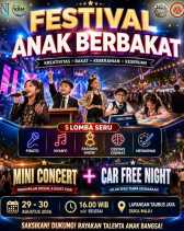 Festival Anak Berbakat Siap Meriahkan Suka Maju, Ada Mini Concert dan Car Free Night