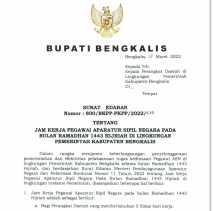 Berikut Jam Kerja ASN di Bengkalis Selama Ramadhan