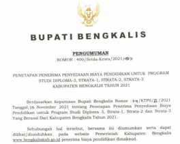 Kesra Umumkan Nama-nama Penerima Biaya Pendidikan Program D3, S1, S2, S3 Tahun 2021