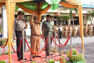 Bupati, Kapolres dan Dandim ‘Bakar’ Semangat Tiga Pilar Lewat Yel-Yel