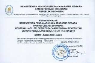  Lewat Pemberitahuan Resmi, Kementerian PANRB Sampaikan Penundaan Hasil Seleksi PPPK Tahap I Tahun 2019
