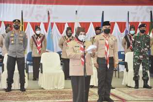 Peringati HUT ke-60 Pramuka, Bupati Kasmarni Jadi Irup Apel dengan Prokes Ketat dan Virtual