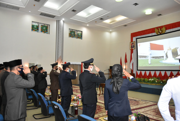 Pemerintah Daerah Bengkalis Ikuti Penurunan Bendera di Istana Secara Virtual