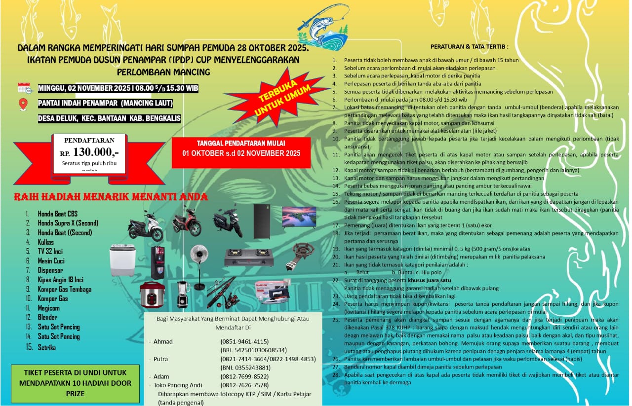 Semarak Hari Sumpah Pemuda, Ikatan PDP Deluk Gelar Lomba Mancing, Hadiah utama Honda Beat CBS