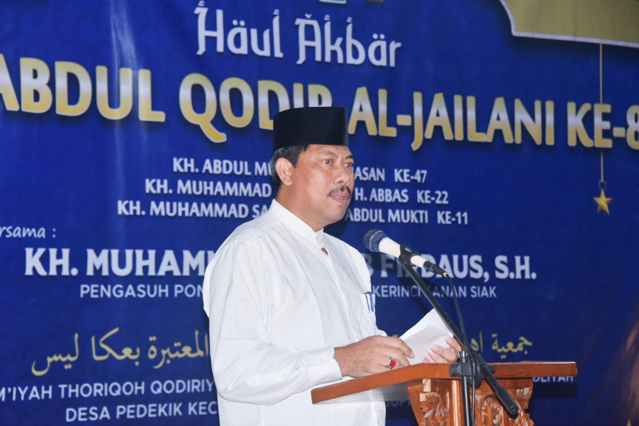 Pjs Bupati Bengkalis Hadiri Haul Akbar Syekh Abdul Qodir Al-Jailani Ke-885 Tahun, di Desa Pedekik 