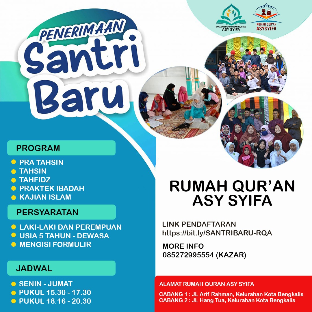 Rumah Qur'an Asy Syifa Bengkalis Buka Pendaftaran Santri Baru, Tawarkan Program Belajar Al Qur'an Terstruktur