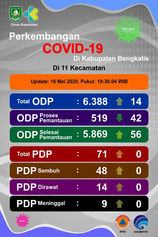 OPD Covid-19 di Kabupaten Bengkalis Turun Menjadi 519 Orang, Sedangkan Angka PDP Tetap