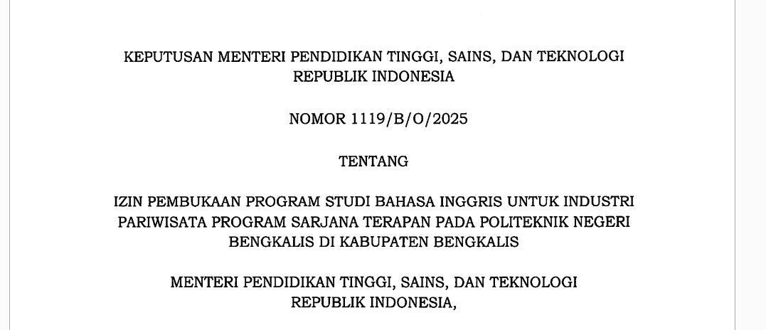 Izin Penyelenggaraan Resmi Terbit, Prodi BISPAR Polbeng Siap Terima Mahasiswa Perdana Tahun Depan