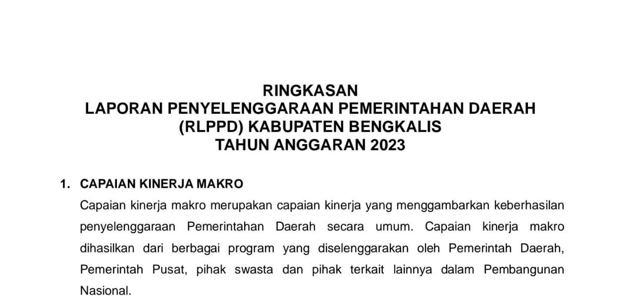 Pemkab Bengkalis Rilis RLPPD Tahun 2023