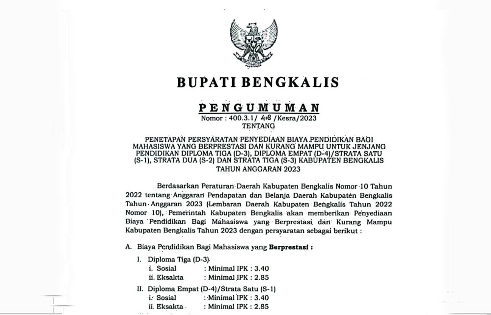 Bantuan Biaya Pendidikan Bagi Mahasiswa Berprestasi Dan Kurang Mampu ...