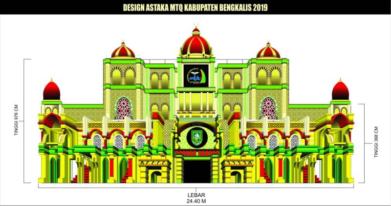 Desain astaka MTQ ke-44 tingkat Kabupaten Bengkalis tahun 2019 di Duri, Kecamatan Mandau